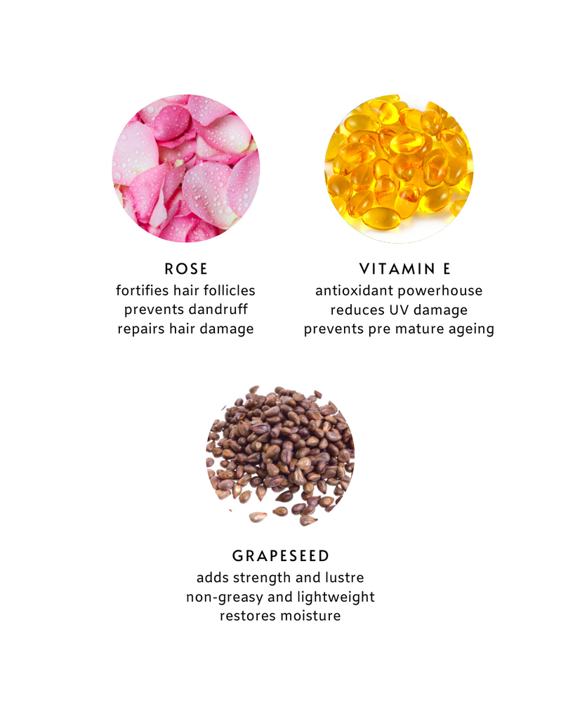 H07 • HAIR SPRAY <br> rose water + vitamin e + grapeseed oil